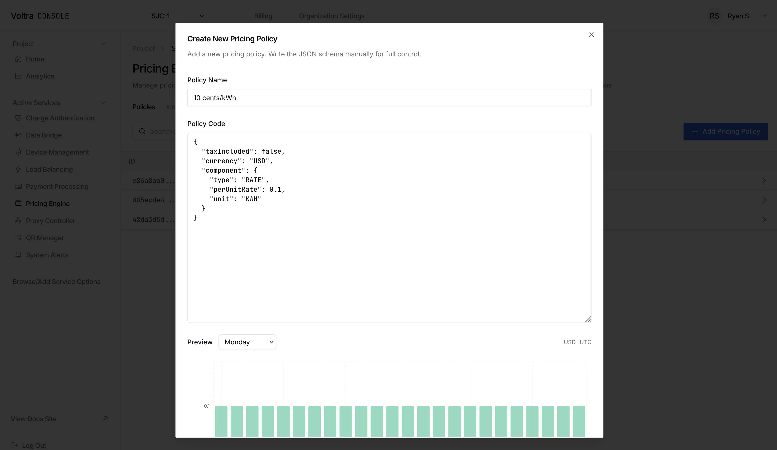 Create new pricing policy modal