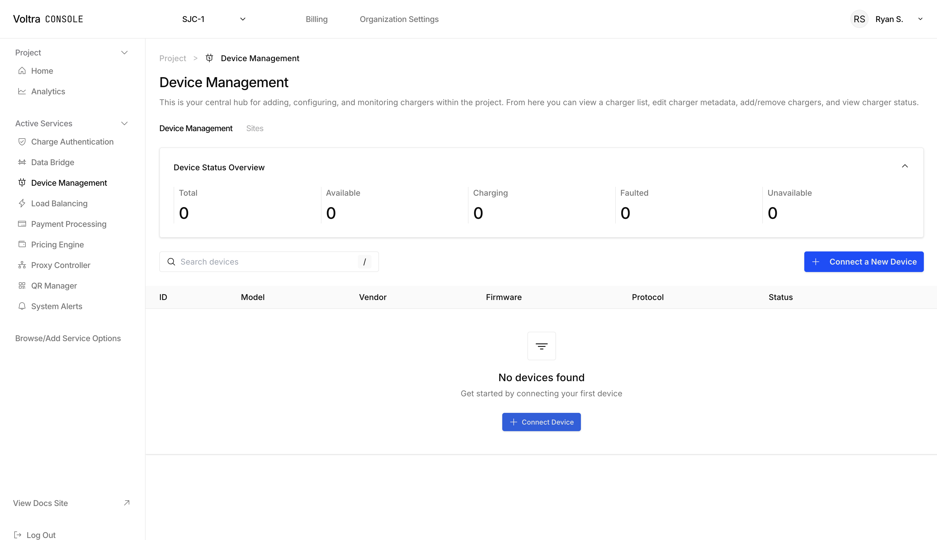 Device Management page